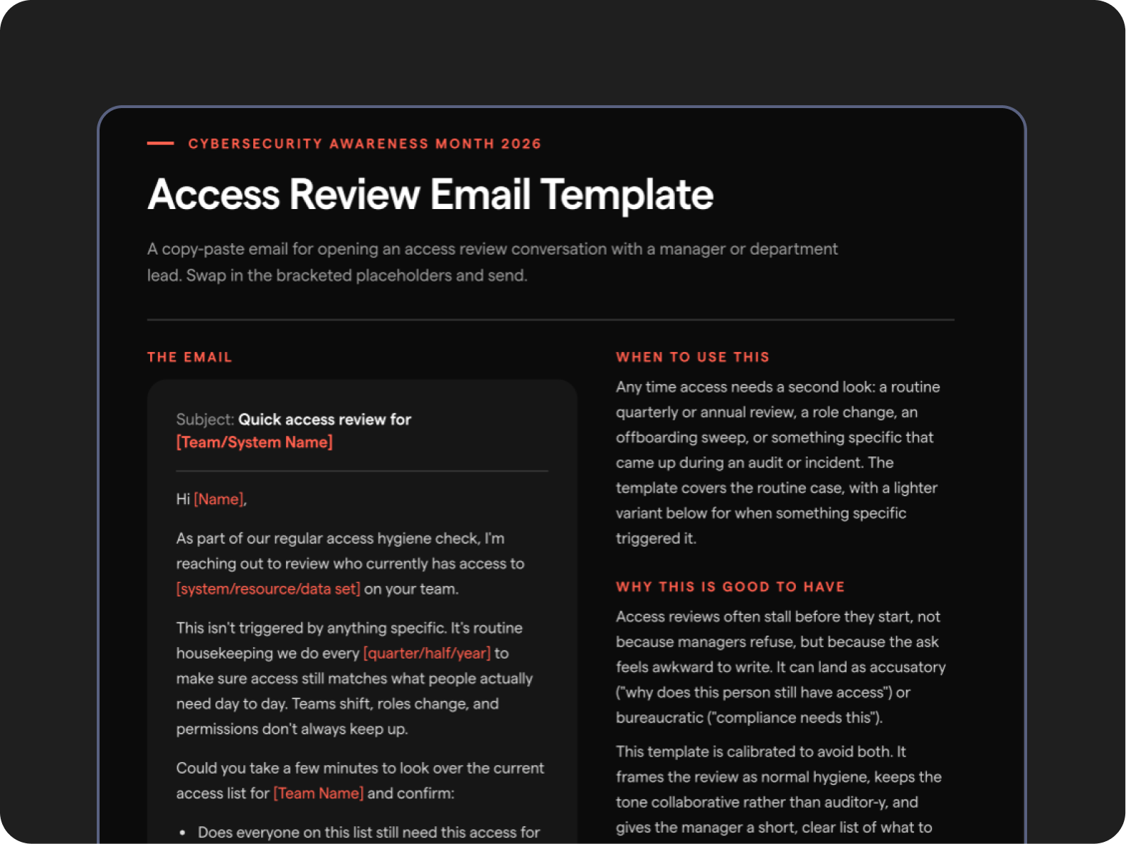 Access Review Email Template
